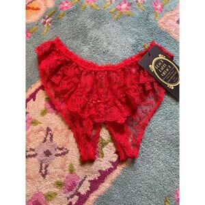 vintage 1980s red lace crotchless panties fredericks of hollywood 80s underwear